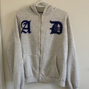 Adika Light Gray Hoodie with Navy Hood Lining